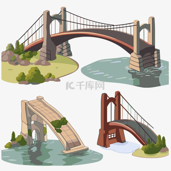 桥梁剪贴画套桥梁和水卡通 向量