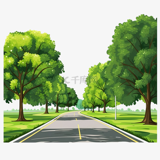 有树和草的公共道路
