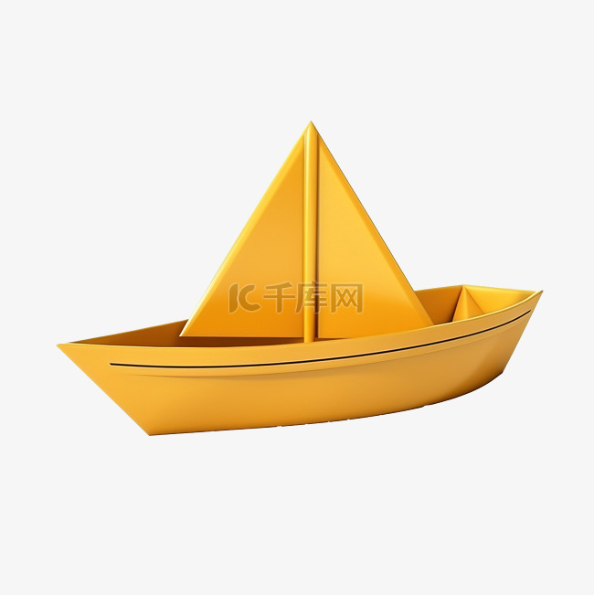 纸船的 3d 插图