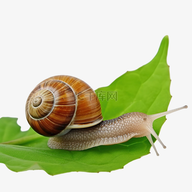 植物叶子下的昆虫蜗牛