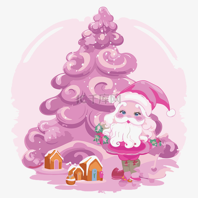 粉红色圣诞剪贴画粉红色圣诞老人