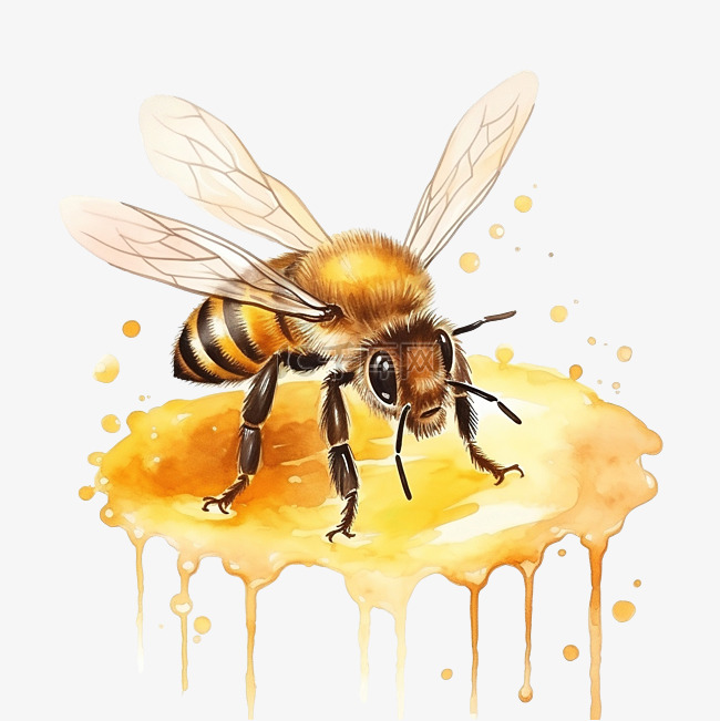 水彩蜜蜂 蜜蜂插画 可爱的蜜蜂