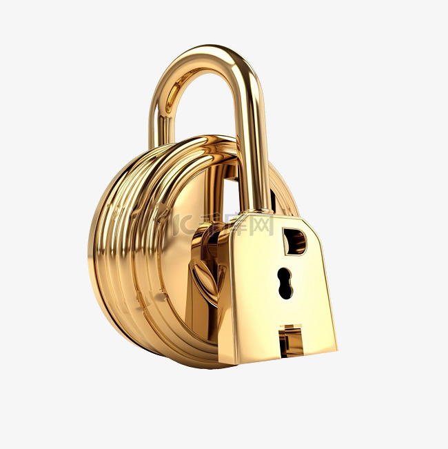 金锁和铜钥匙空间隔离概念3D插