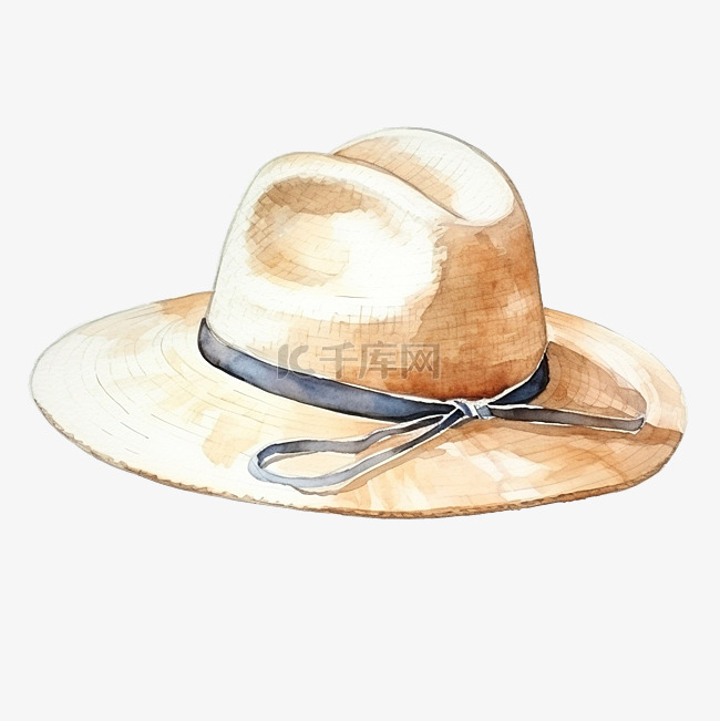 水彩草帽