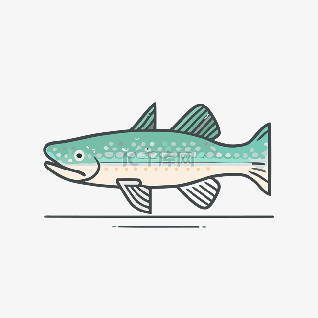 白色背景上线性风格的鱼 向量