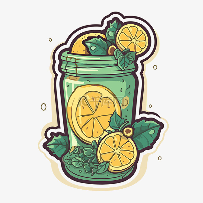 梅森罐设计中的新鲜柠檬饮料 向