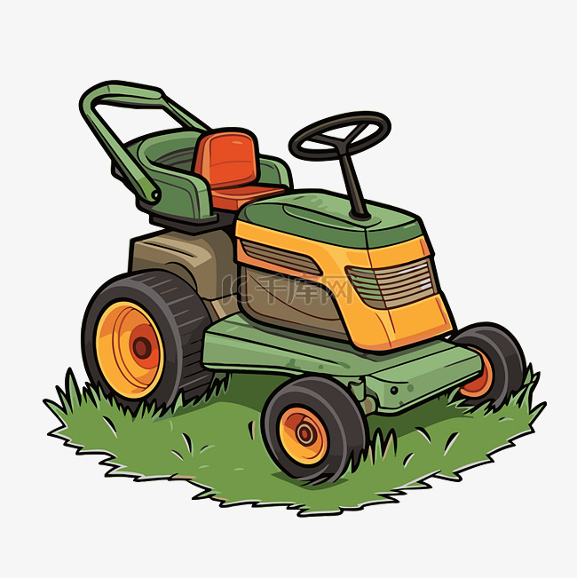 草坪拖拉机卡通形象 向量