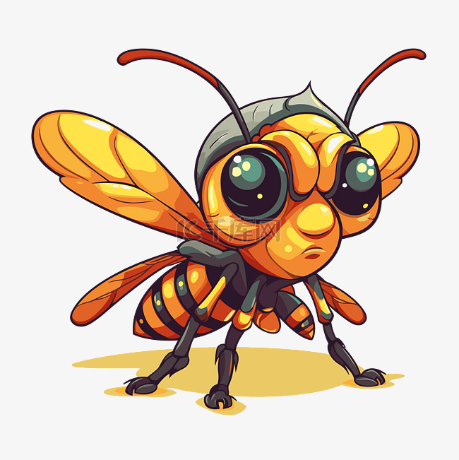 黄蜂剪贴画卡通黄蜂站在它的翅膀