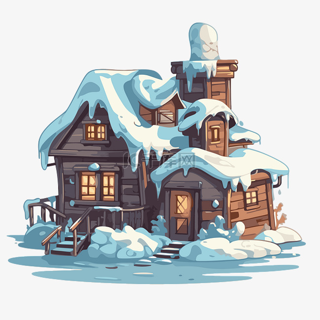 白雪皚皚的房子 向量