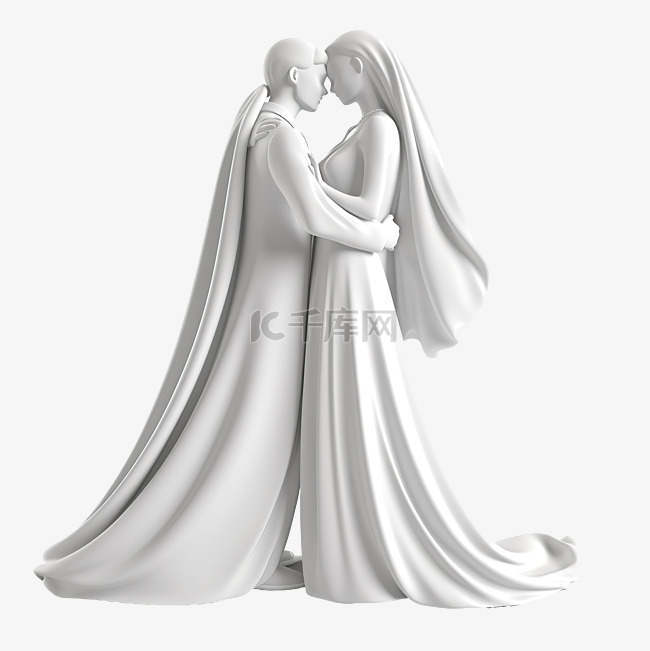 幸福的婚姻生活 3d 插图