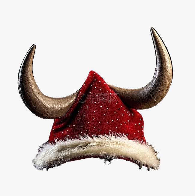 装饰着牛角的圣诞帽