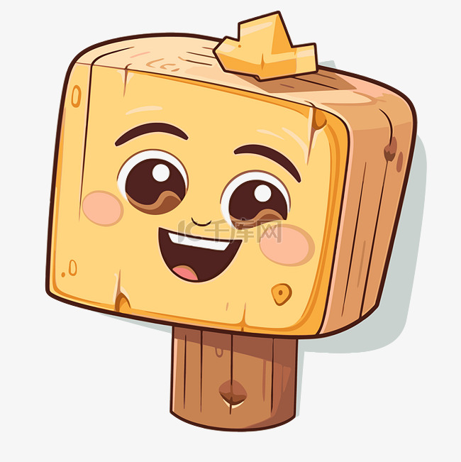 木制奶酪块，上面有一张快乐的脸