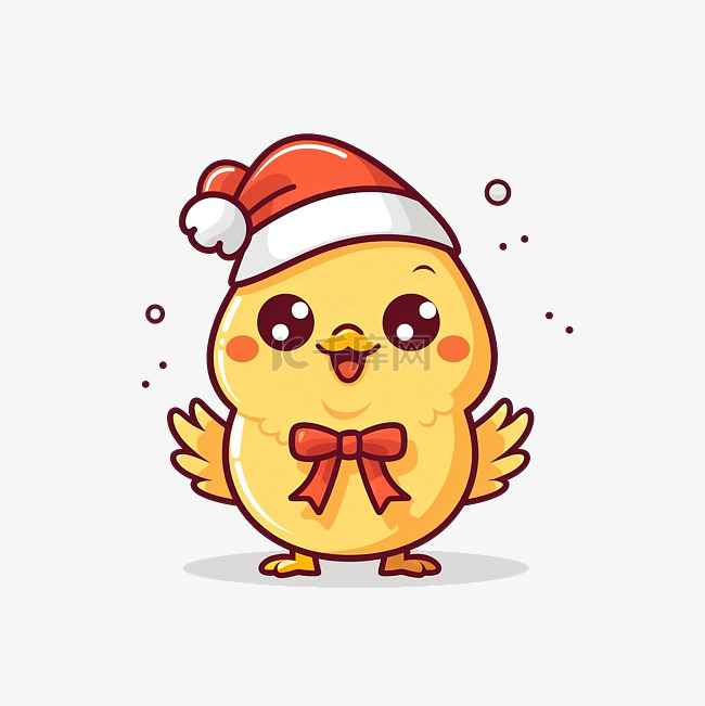 可爱有趣的鸡角色庆祝圣诞节矢量