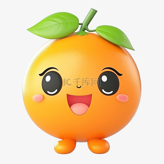 可爱的快乐橘子角色人工智能生成