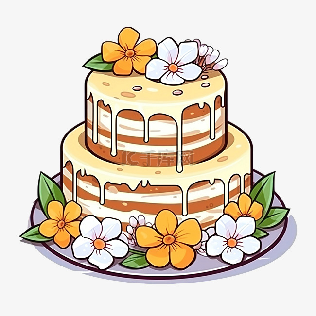 涂鸦风格的复活节蛋糕插图