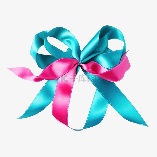 治疗甲状腺癌的蓝绿色粉红蓝丝带