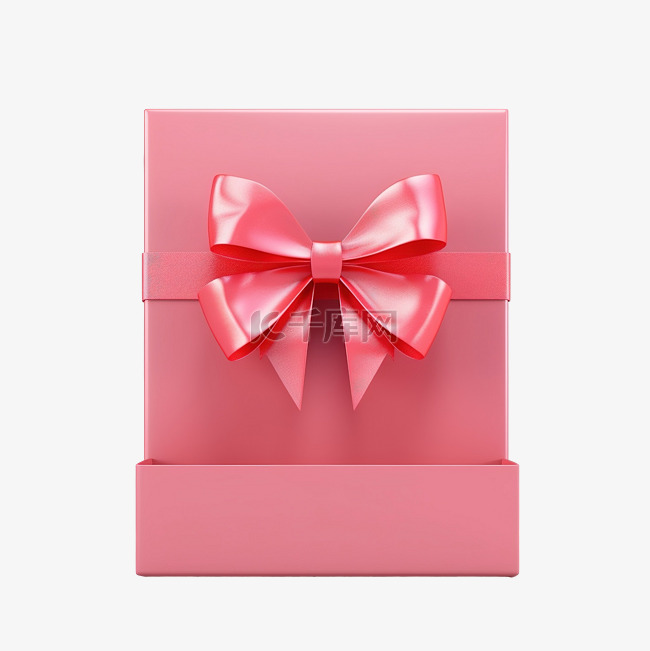 粉红色打开礼品盒空与红色蝴蝶结