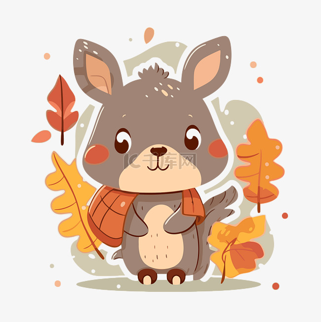 可爱的秋天松鼠剪贴画 向量