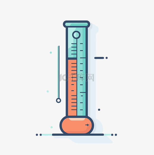 平面温度计和读数线图标矢量图
