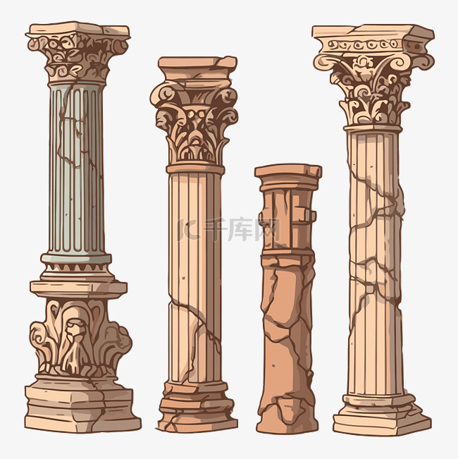 柱剪贴画集四个可用于卡通的装饰
