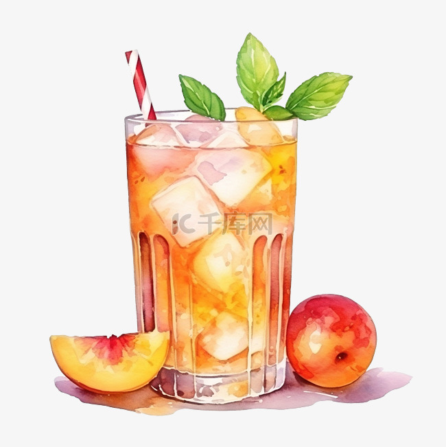 闪闪发光的桃子夏季饮料组合物水