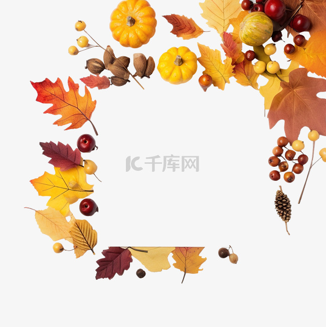 带有秋叶和元素的感恩节信息的顶