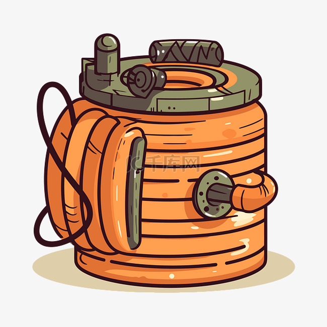 线圈剪贴画橙色垃圾桶与管道与电