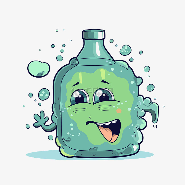 固体液体气体剪贴画绿色瓶子卡通