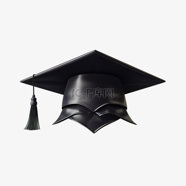 3D 毕业帽，带有文凭元素，用