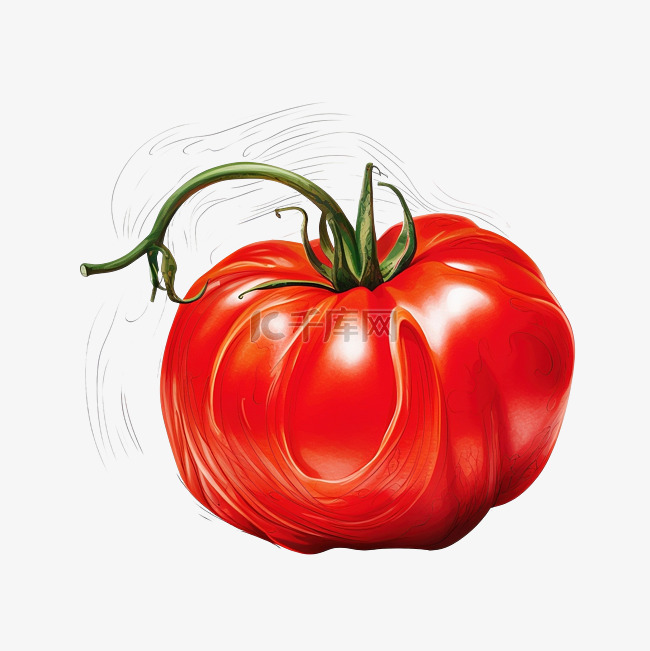 描绘为轮廓图的番茄