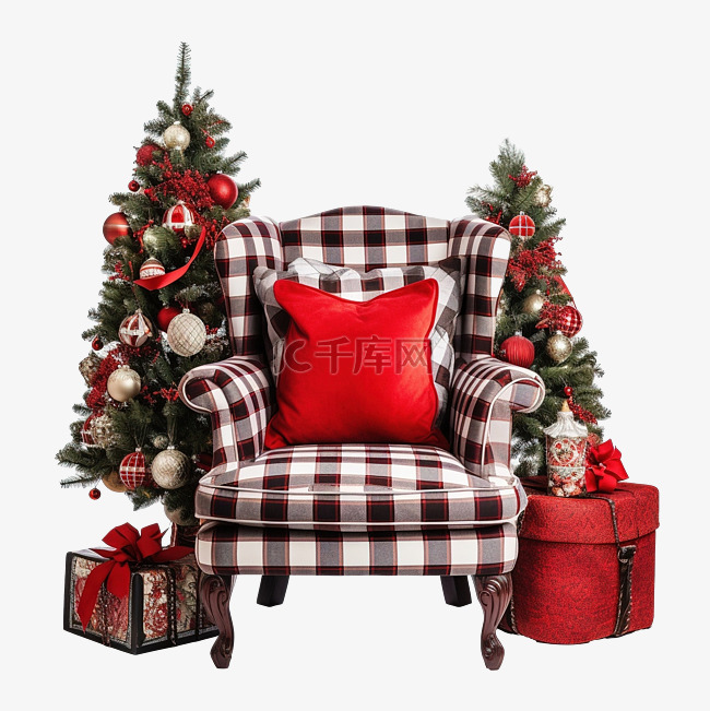 家里有红色枕头和圣诞树的舒适格