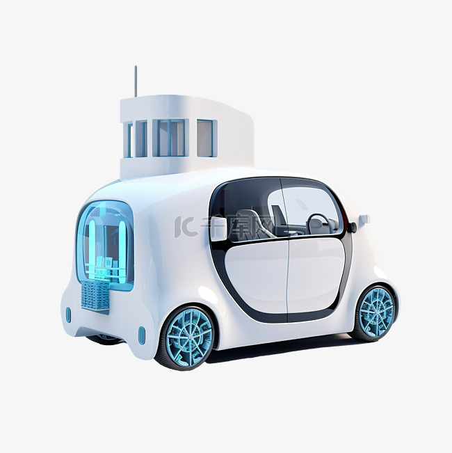 3d 插图电动汽车在智能家居套装