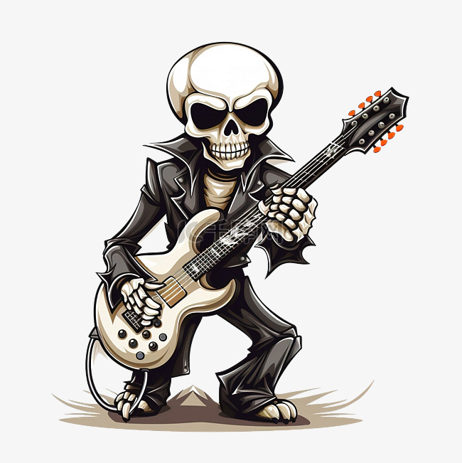 吉他手摇滚金属乐队穿着骷髅套装