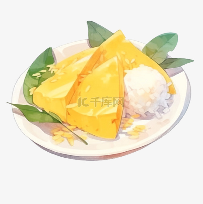 芒果糯米泰国菜美味的亚洲街头食
