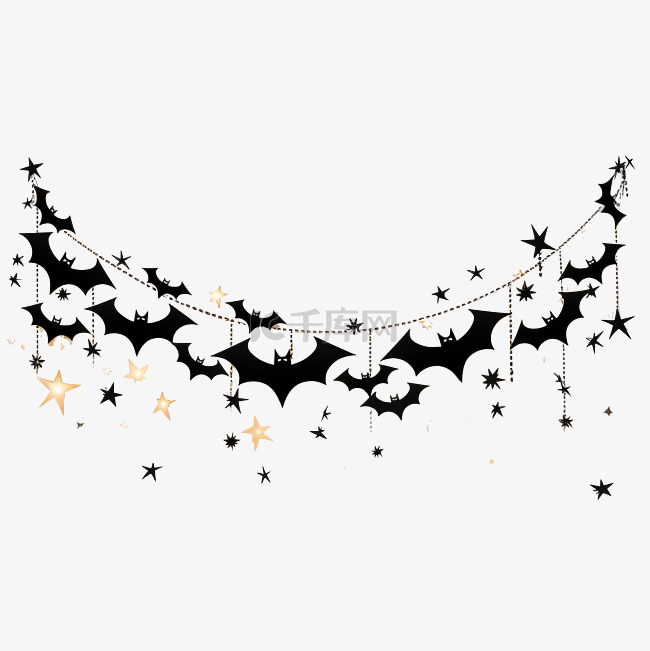 万圣节派对庆祝概念与蝙蝠和星星