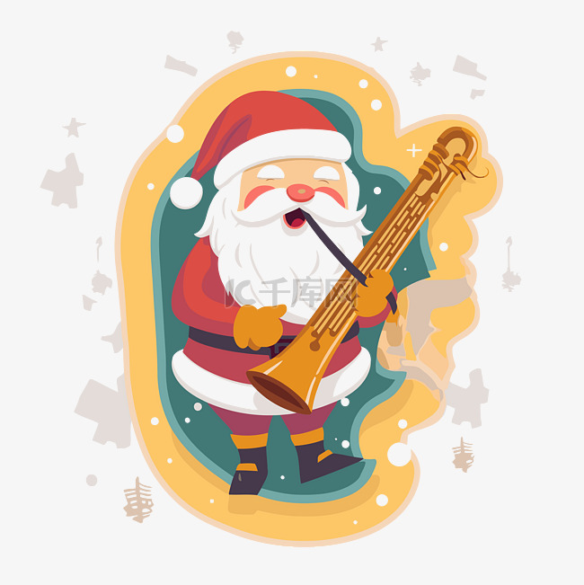 圣诞老人在背景剪贴画上演奏巴松
