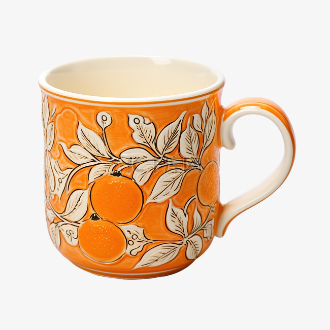 橙色茶杯