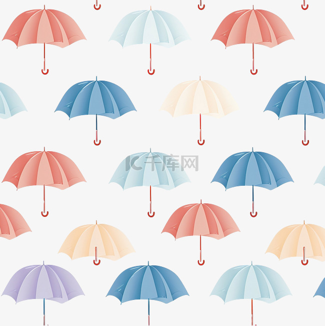 无缝背景与柔和的彩色雨伞
