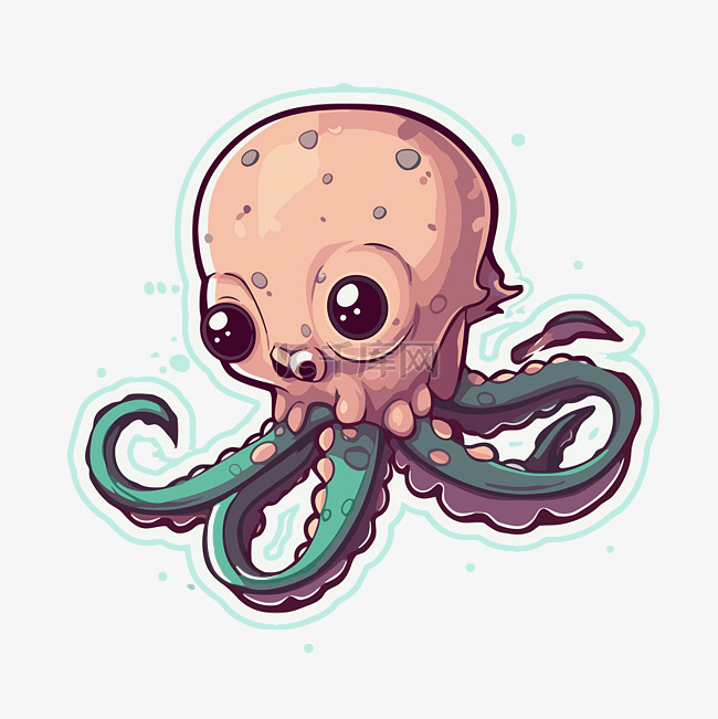 可爱的小章鱼贴纸艺术，作者：h