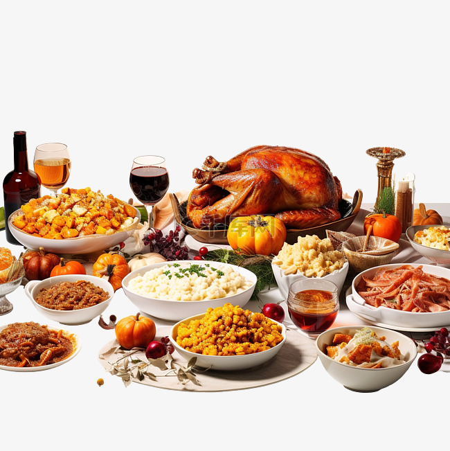 感恩节餐桌上供应的传统食物