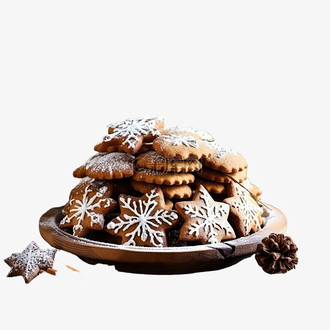 木桌上有圣诞饼干的美丽构图