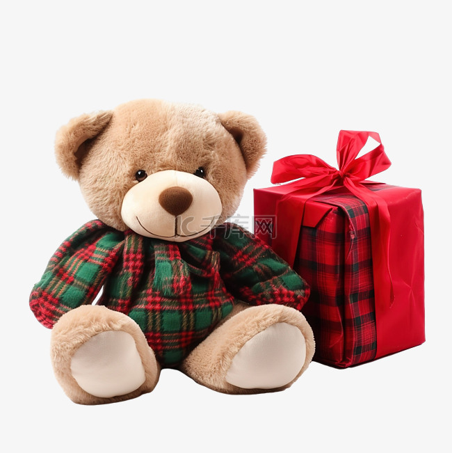 泰迪熊和圣诞装饰品