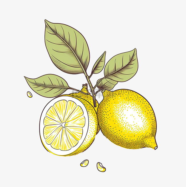 柠檬水果线条艺术