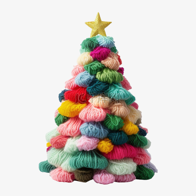 用毛线和工艺品制作的圣诞树
