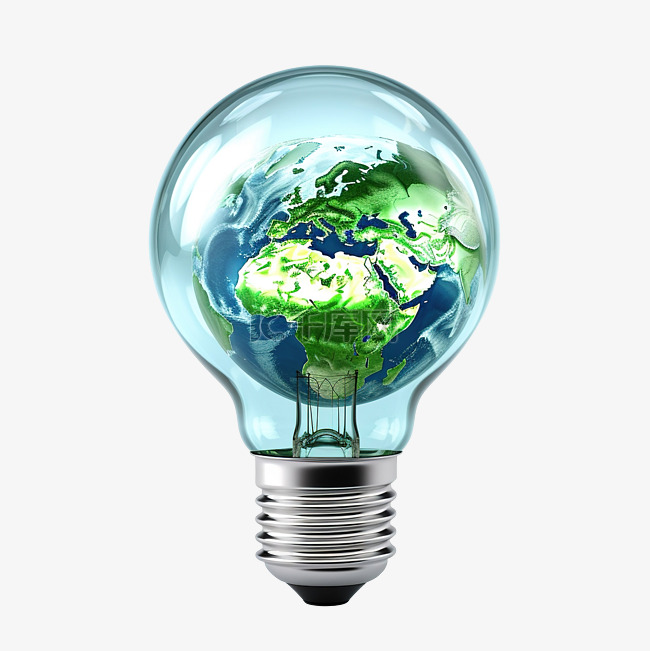 灯泡为地球节省电力 3d 插图