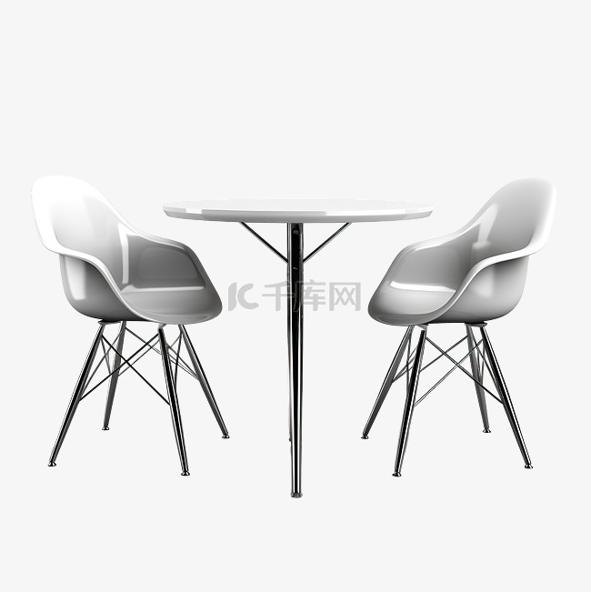 椅子和桌子 3d 插图