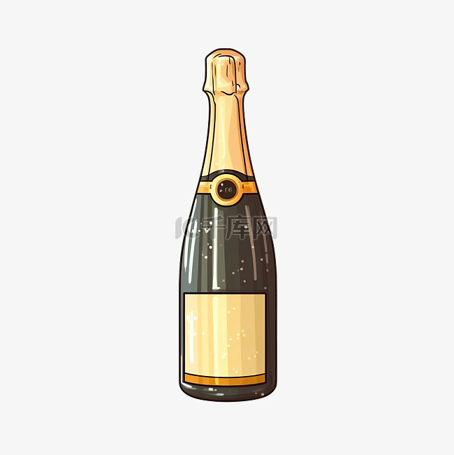 卡通风格的香槟瓶png所有元素