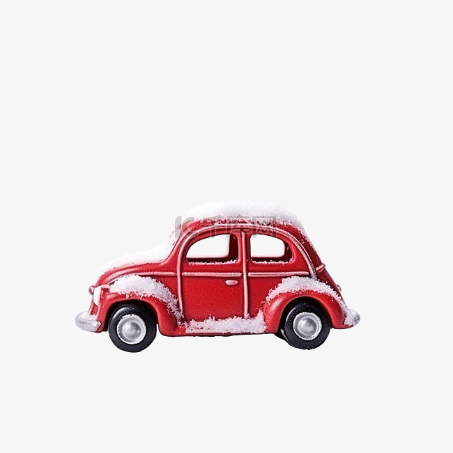圣诞玩具红色汽车在雪地灰色