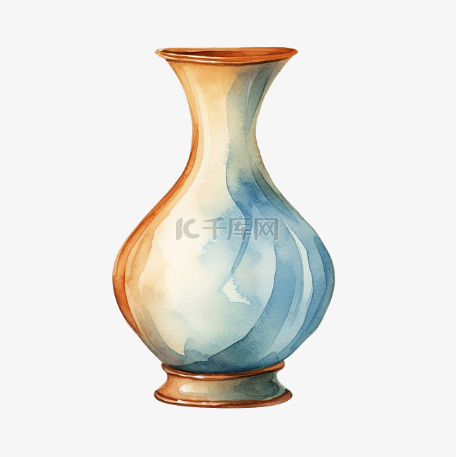 水彩复古元素花瓶