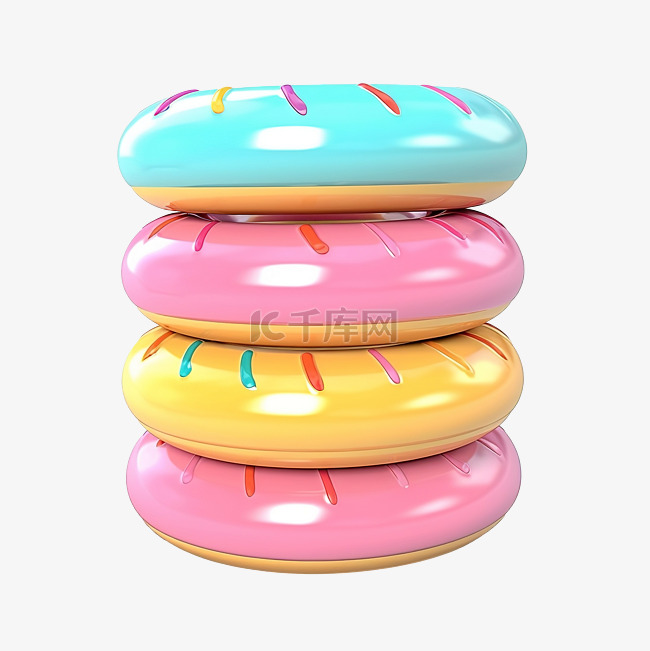 3d 插图甜甜圈环益智玩具